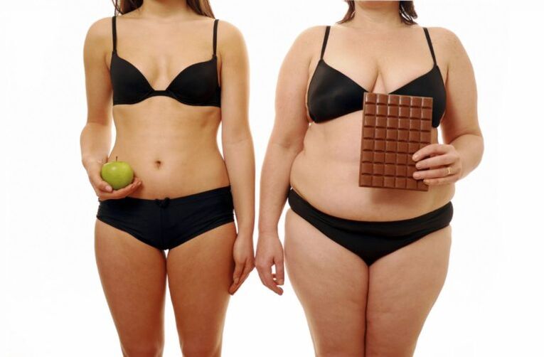 Mujer gorda y delgada después de perder peso en un mes. 
